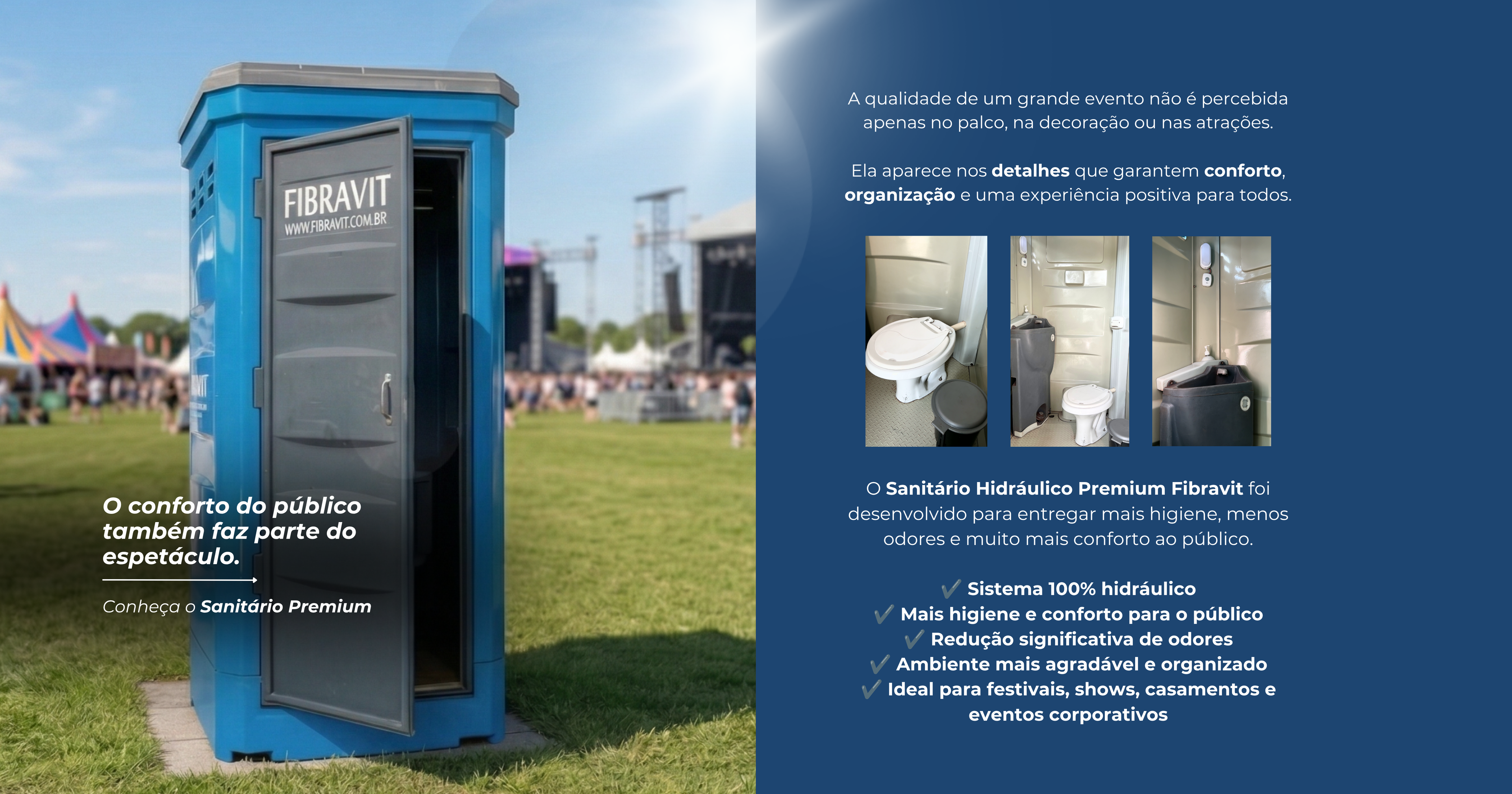 Sanitário hidráulico premium: quais são as vantagens para festivais, shows e eventos corporativos?